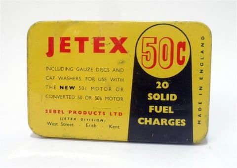 Vintage Model Tin Sebel Jetex 50C 20 Solid Fuel Charges Tin Circa 1950s Boat Car Plane Motor