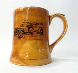 Vintage Moko Wade Pottery Pint Tankard Mug 1960s 1907 Rolls Royce Silver Ghost Veteran Car Club