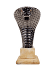 Vintage Motoring Chrome Cobra Car Mascot Hood Ornament on Base Automobilia