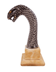 Vintage Motoring Chrome Cobra Car Mascot Hood Ornament on Base Automobilia