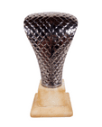 Vintage Motoring Chrome Cobra Car Mascot Hood Ornament on Base Automobilia