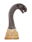Vintage Motoring Chrome Cobra Car Mascot Hood Ornament on Base Automobilia