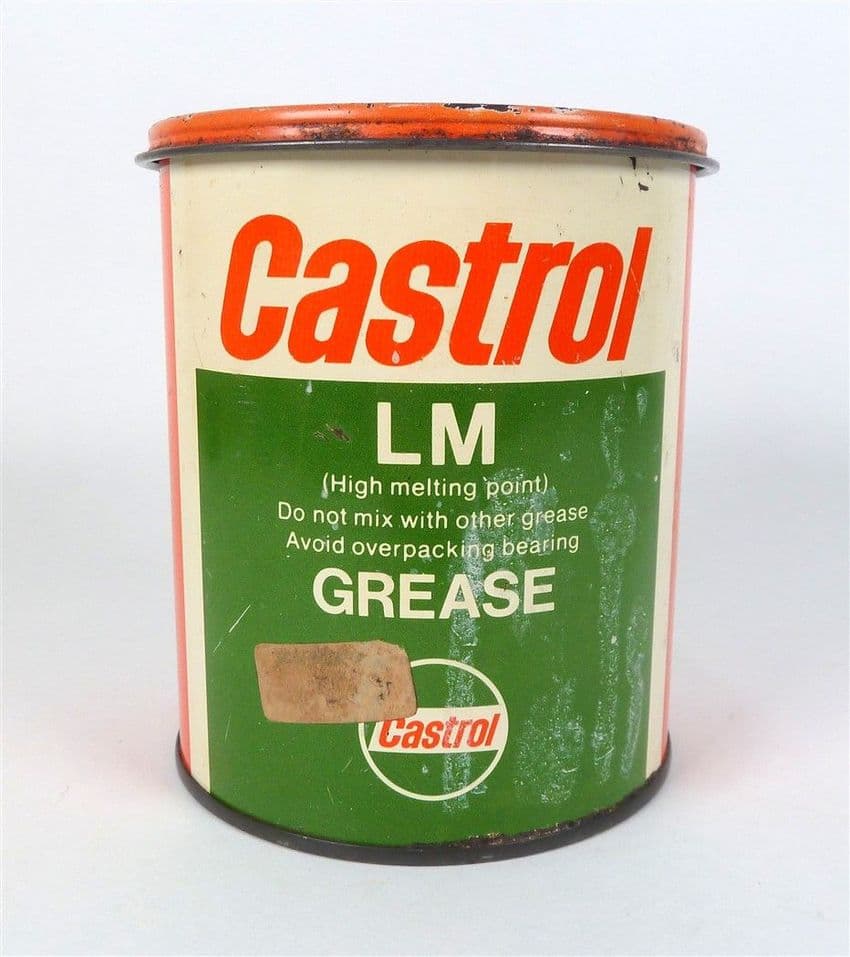 Vintage Motoring Garage Tin Castrol Limited London LM Grease 453g Tin c/w Contents Bearing High Melt