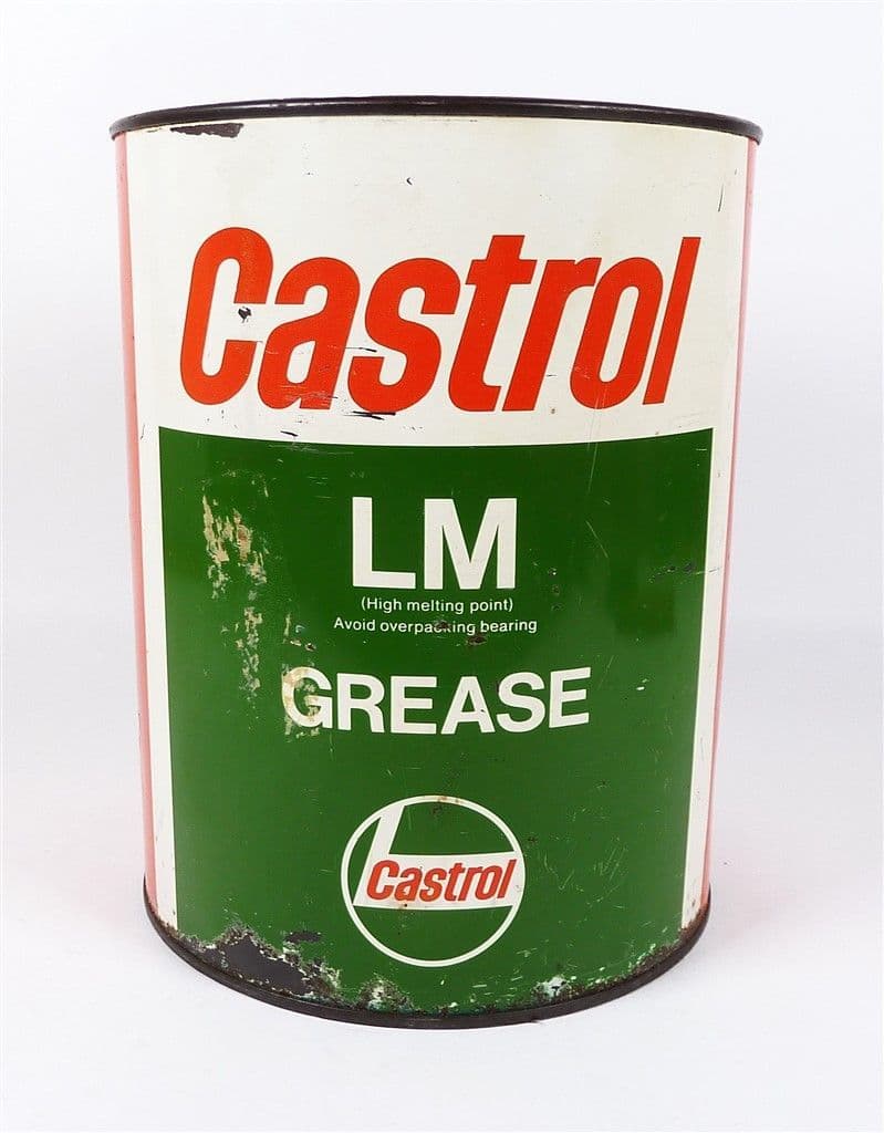 Vintage Motoring Garage Tin Large 7lb Castrol Limited London LM Grease cw Contents Bearing High Melt