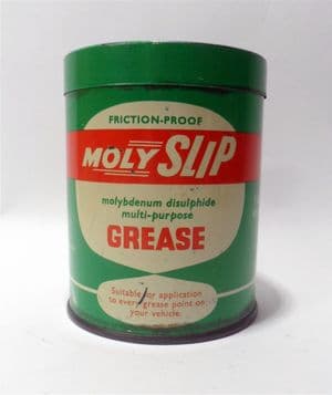 Vintage Motoring Garage Tin Moly Slip Friction Proof Grease 1lb Tin c/w Half Contents Circa 1950s