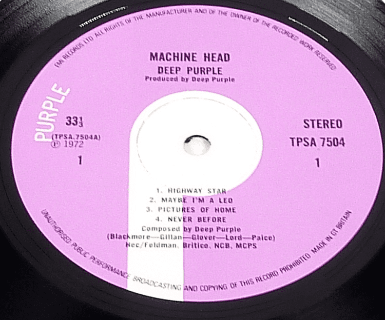 UK盤 DEEP PURPLE MACHINE HEAD TPSA 7504 TPSA 7504 Deep Purple | Rare Record Collector