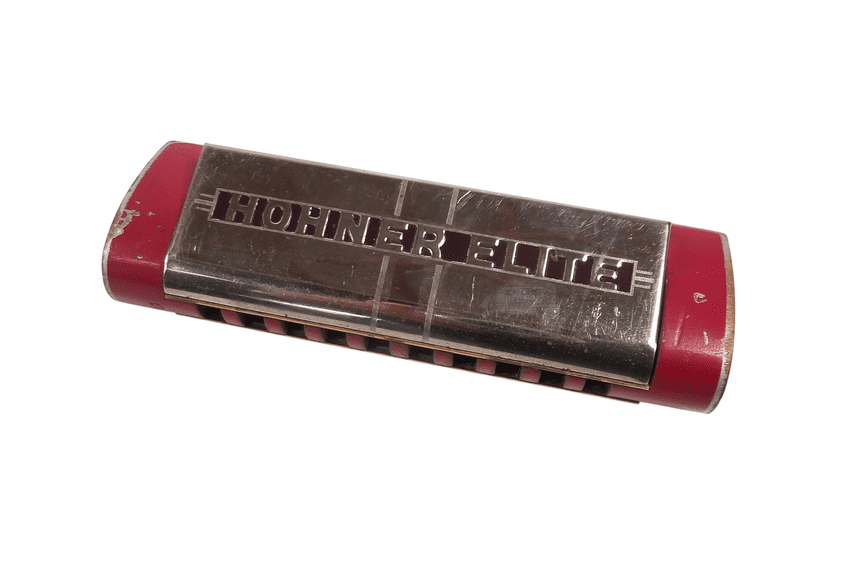 Vintage Music Red Hohner Elite Marine Band Tear Drop Harmonica Mouth Organ Key G Circa 1930s