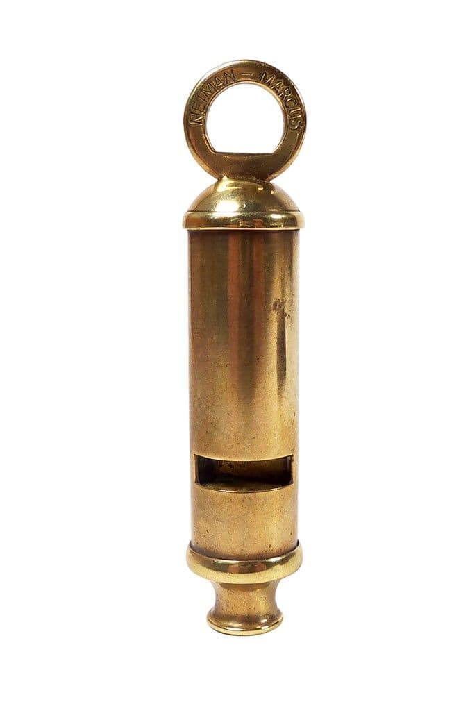 Vintage Neiman-Marcus Luxury Retailer Dallas Police Style Designer Brass Whistle Circa 1980s Hudson