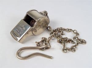 Vintage Newcastle Corporation Tramways Whistle c/w Chain Ca 1915-40 NCTEU Escargot Type Conductors