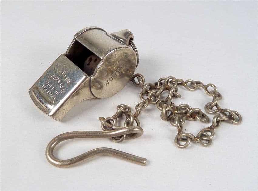 Vintage Newcastle Corporation Tramways Whistle c/w Chain Ca 1915-40 NCTEU Escargot Type Conductors