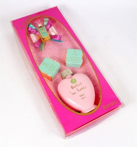 Vintage Norman Hartnell In Love Perfume Gift Set Mini Miniature 80g Gram Talc x2 45g Bath Cubes