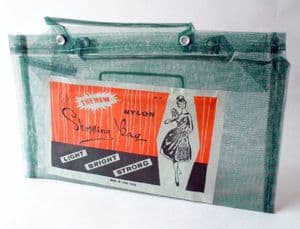 Vintage NOS Unused Retro Nylon Weave Shopping Beach Grocery Bag No.10 1950s GREEN