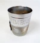Vintage Novelty Over-Sized Sewing Thimble Measure Just a Thimble Full Enamel Scotland Crest Tot Shot