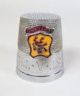 Vintage Novelty Over-Sized Sewing Thimble Measure Just a Thimble Full Enamel Scotland Crest Tot Shot