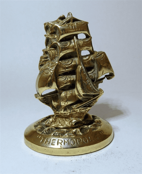 Vintage Office Desk Peerage Birmingham Thermopylae Clipper Ship Paperweight 1930s Maritime Nautical