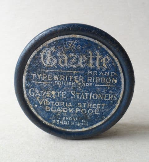 Vintage Office Desk Tin The Gazette Stationers Victoria St Blackpool Brand Typewriter Ribbon 1950s