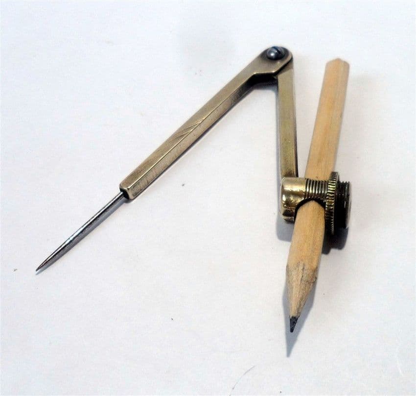 Vintage Old School Days English Brass Betten & Turward's Meritor Drawing Pencil Compass 1930s