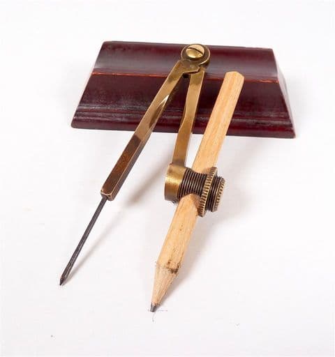 Vintage Old School Days English Solid Brass Helix Registered Drawing Pencil Compass Circa 1950s