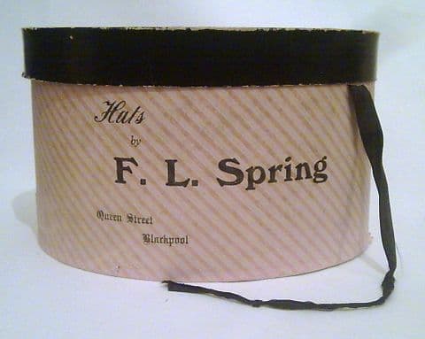 Vintage Oval Hat Box Advertising F L Spring Queen Street Blackpool Circa 1950s