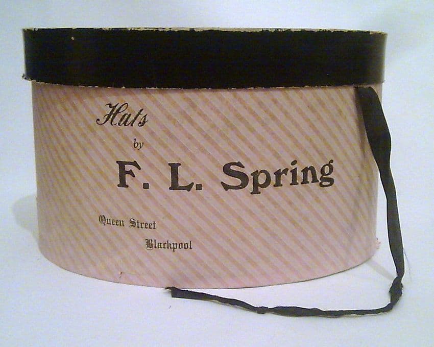 Vintage Oval Hat Box Advertising F L Spring Queen Street Blackpool Circa 1950s