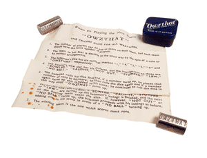 Vintage Owzthat Cricket Dice Game Original Small Tin c/w Instructions 1930/50s 1908 Reg Trade Mark