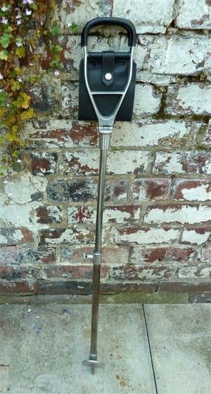 Vintage Pakistan Height Adjustable Shooting Walking Stick Seat Leather Aluminium Steel