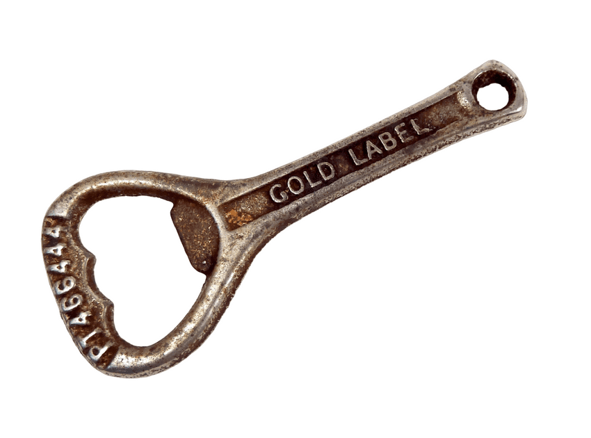Vintage Patent Reg Number Cast Iron Crown Cork Bottle Opener Gold Label Tennants Barley Wine Beer