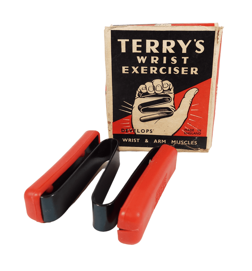 Vintage Physical Culture Gym Herbert Terrys Wrist Grip Hand Arm Strength Gripper Exerciser Red