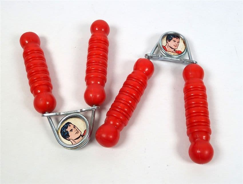 Vintage Physical Culture Junior Gym Spring Grip Hand Strengthener Gripper Exerciser Batman Superman