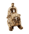 Vintage Polished Brass Bulldog Dog Puppy Figure Ornament Sculpture Desk Paperweights Circa 1970s
