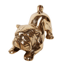 Vintage Polished Brass Bulldog Dog Puppy Figure Ornament Sculpture Desk Paperweights Circa 1970s
