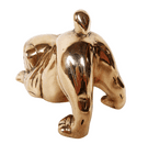Vintage Polished Brass Bulldog Dog Puppy Figure Ornament Sculpture Desk Paperweights Circa 1970s
