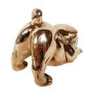 Vintage Polished Brass Bulldog Dog Puppy Figure Ornament Sculpture Desk Paperweights Circa 1970s