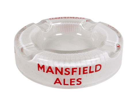 Vintage Pub Bar Advertising Mansfield Ales Brewery Frosted Glass Cigarette Cigar Ash Tray