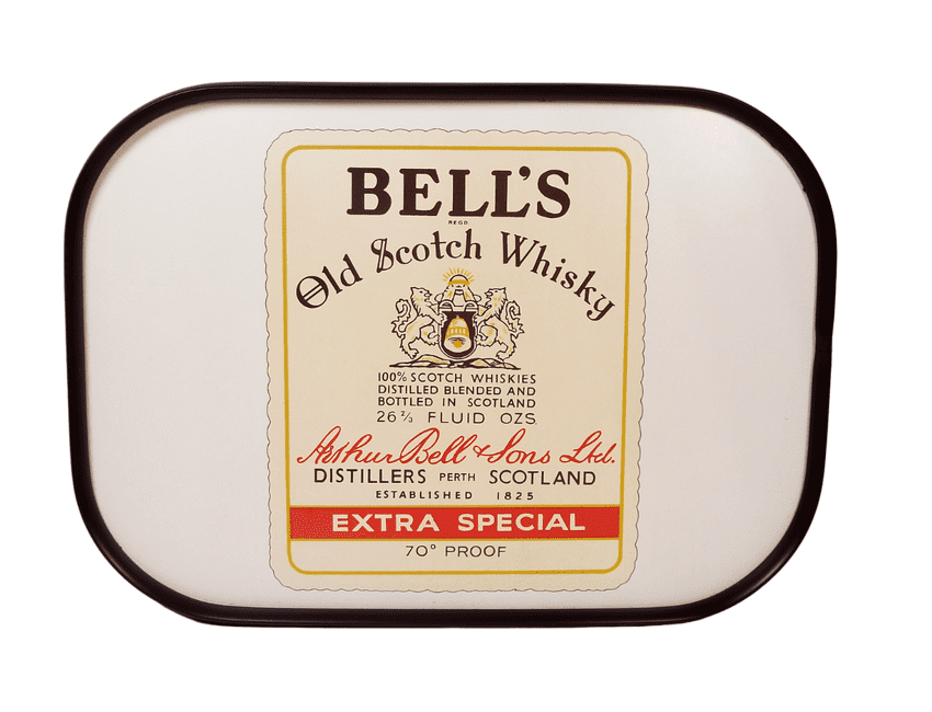 Vintage Pub Bar Bells Old Scotch Whisky Advertising Cloverleaf Melamine Serving Drinks Tray 1970s