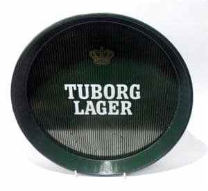 Vintage Pub Bar Tuborg Danish Lager Beer Advertising Tin Serving Drinks Tray 1970s