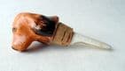 Vintage Pub Home Bar Barware Brown Spaniel Ceramic Figural Bottle Pourer Stopper Made in England Circa 1960s Dog Hand Painted