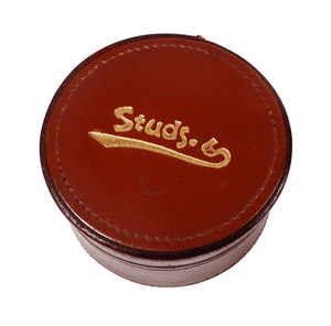 Vintage Real Hide Leather Round Stud Box 1950s Studs Links Clips Earrings Rings Jewellery Cufflinks