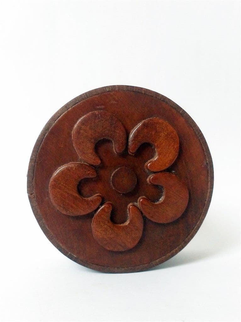 Vintage Real Hide Leather Round Stud Box Circa 1950s Cufflinks Links Earrings Ring Jewellery Artisan