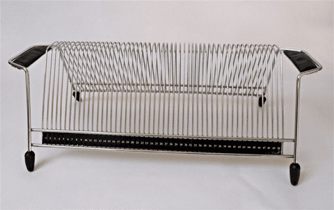 Vintage Retro Chrome Plate Wirework Vinyl Record Rack Holder Padded Handles 1970s Holds 50 45s Single Storage