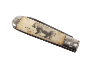 Vintage Richards Sheffield Folding Folder Pocket Knife Africa Souvenir Hippopotamus Hippo Lamppost