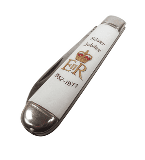 Vintage Richards Sheffield Folding Folder Pocket Knife Queen Elizabeth II Silver Jubilee 77 Lamppost