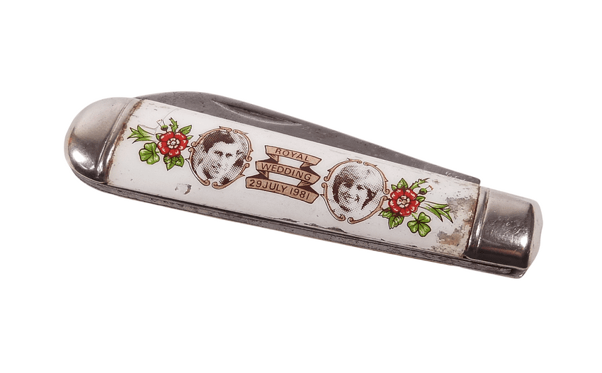 Vintage Richards Sheffield Folding Folder Pocket Knife Royal Wedding 1981 Charles & Diana Lamppost