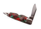 Vintage Richards Sheffield Mini Folding Pocket Knife Screwdriver Can Open Tartan Plaid Unusual Shape