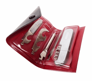 Vintage Richards Sheffield Mini-Kit Folding Folder Pocket Knife Corkscrew Tool Kit Case Advertising