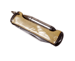 Vintage Richards Sheffield Mini Miniature Bottle Folding Folder Pocket Knife Ballpoint Pen White