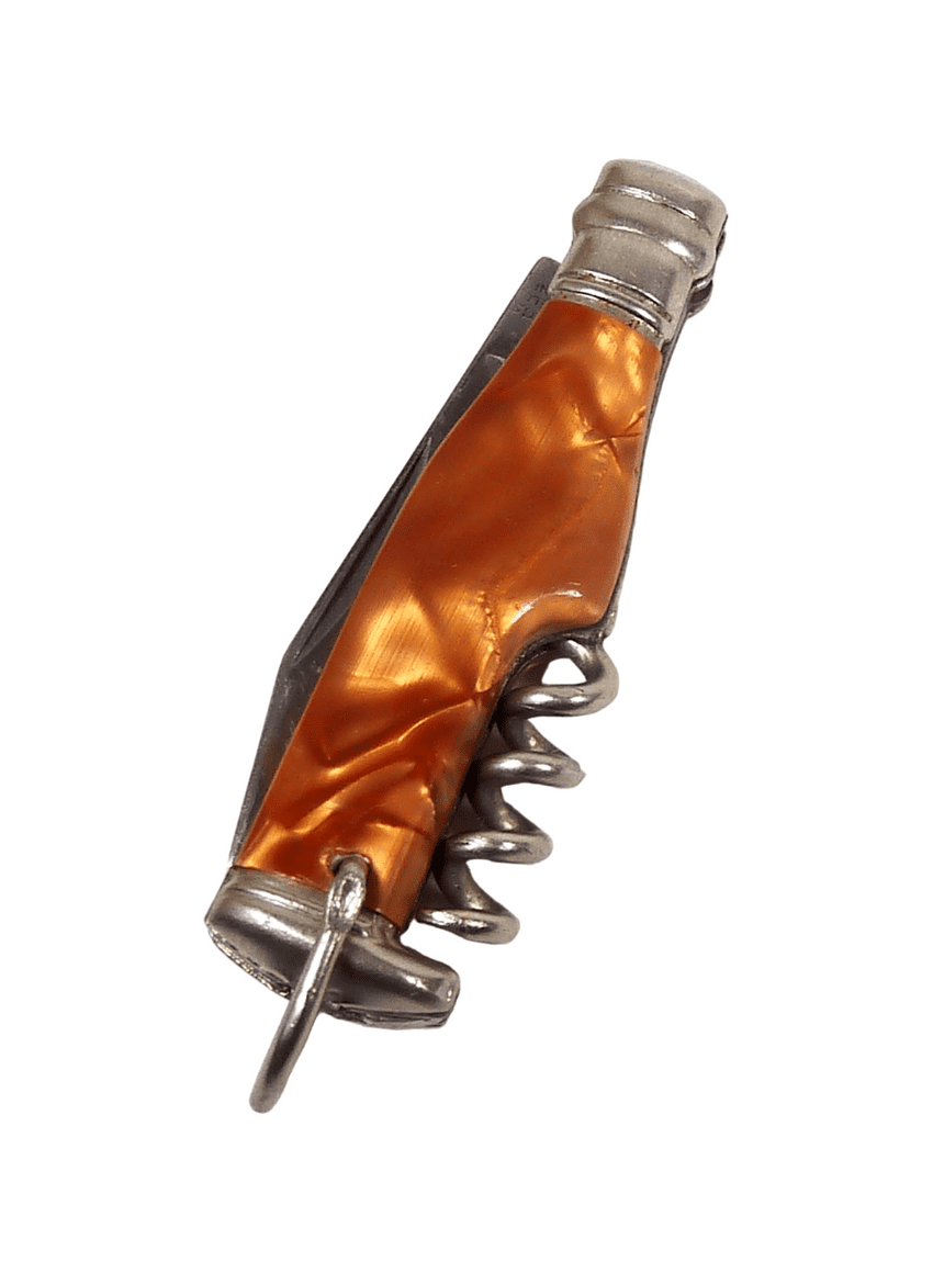 Vintage Richards Sheffield Mini Miniature Bottle Folding Folder Pocket Knife Corkscrew Orange