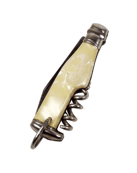 Vintage Richards Sheffield Mini Miniature Bottle Folding Folder Pocket Knife Corkscrew Pearl White