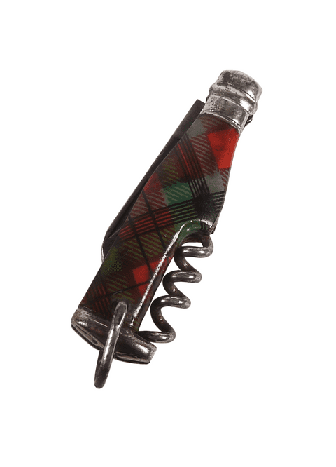 Vintage Richards Sheffield Mini Miniature Bottle Folding Folder Pocket Knife Corkscrew Tartan Plaid