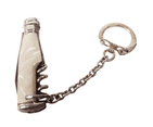 Vintage Richards Sheffield Mini Miniature Bottle Pocket Knife Corkscrew Pearl White c/w Key Chain